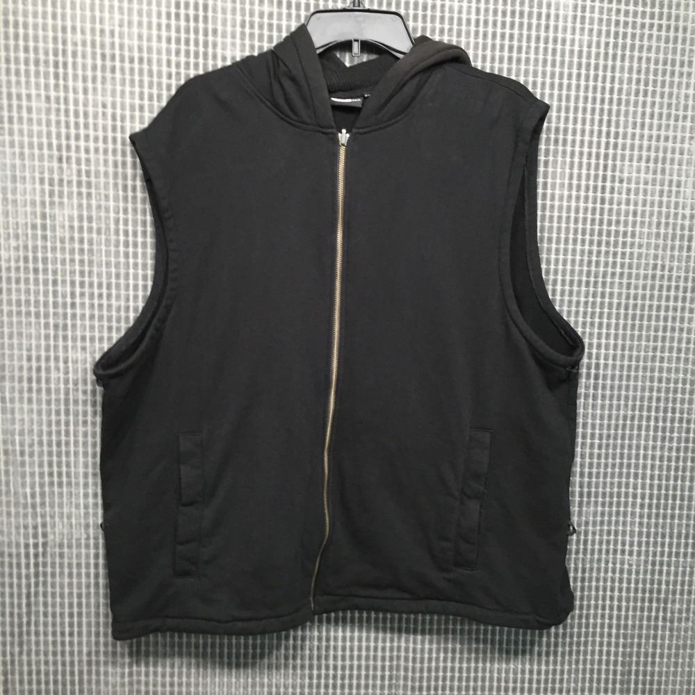 Harley Davidson Mens Sleeveless Hoodie Vest Full Zip Sweatshirt 2XL Black Insert